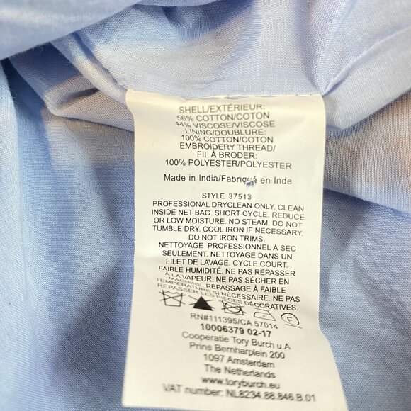 Tory Burch Bright Blue Embroidered Cotton Boho Short Skirt Size 14 - Picture 6 of 12